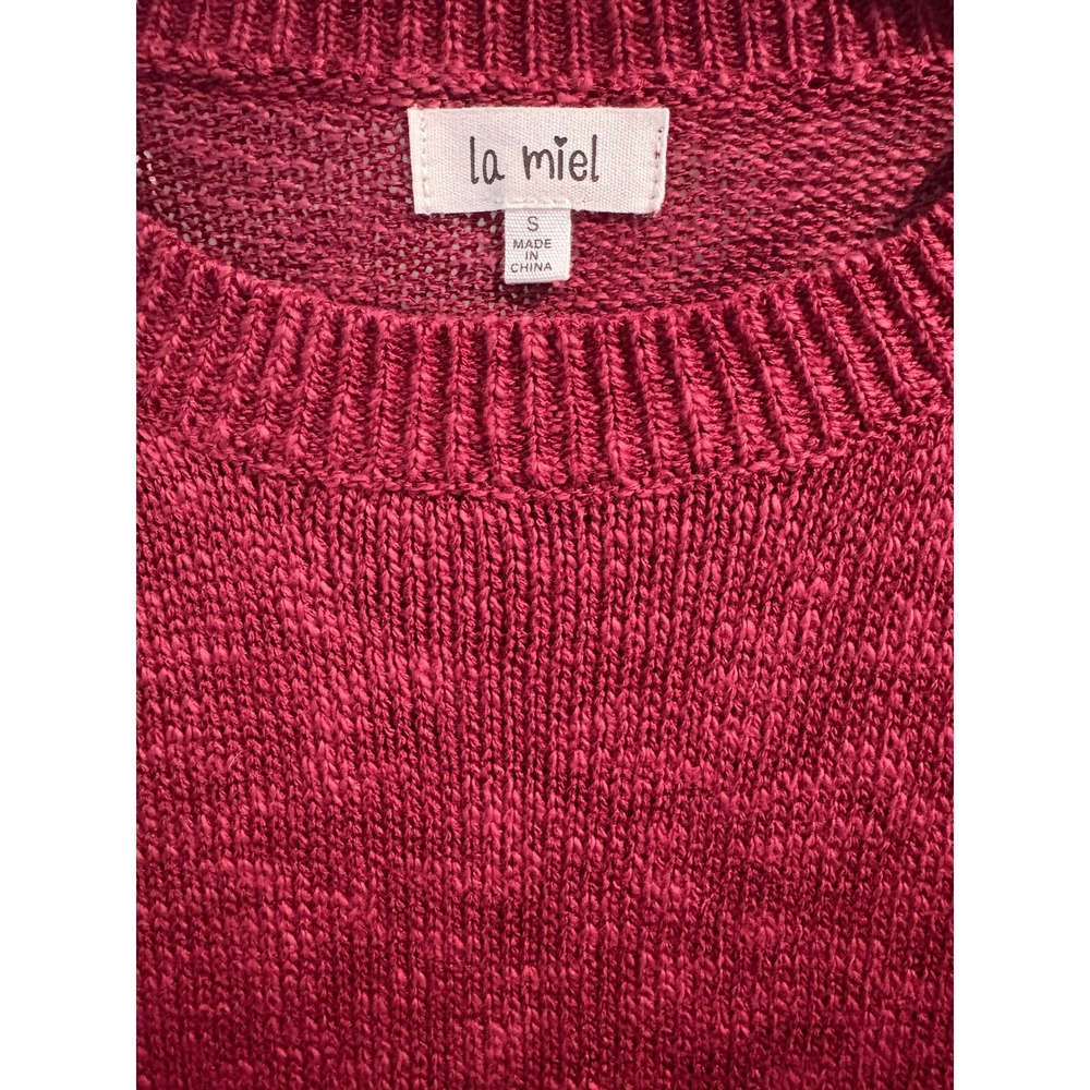 La Miel Red Sweater Vest Cap Sleeve Crewneck Knit Top Small - Picture 4 of 5